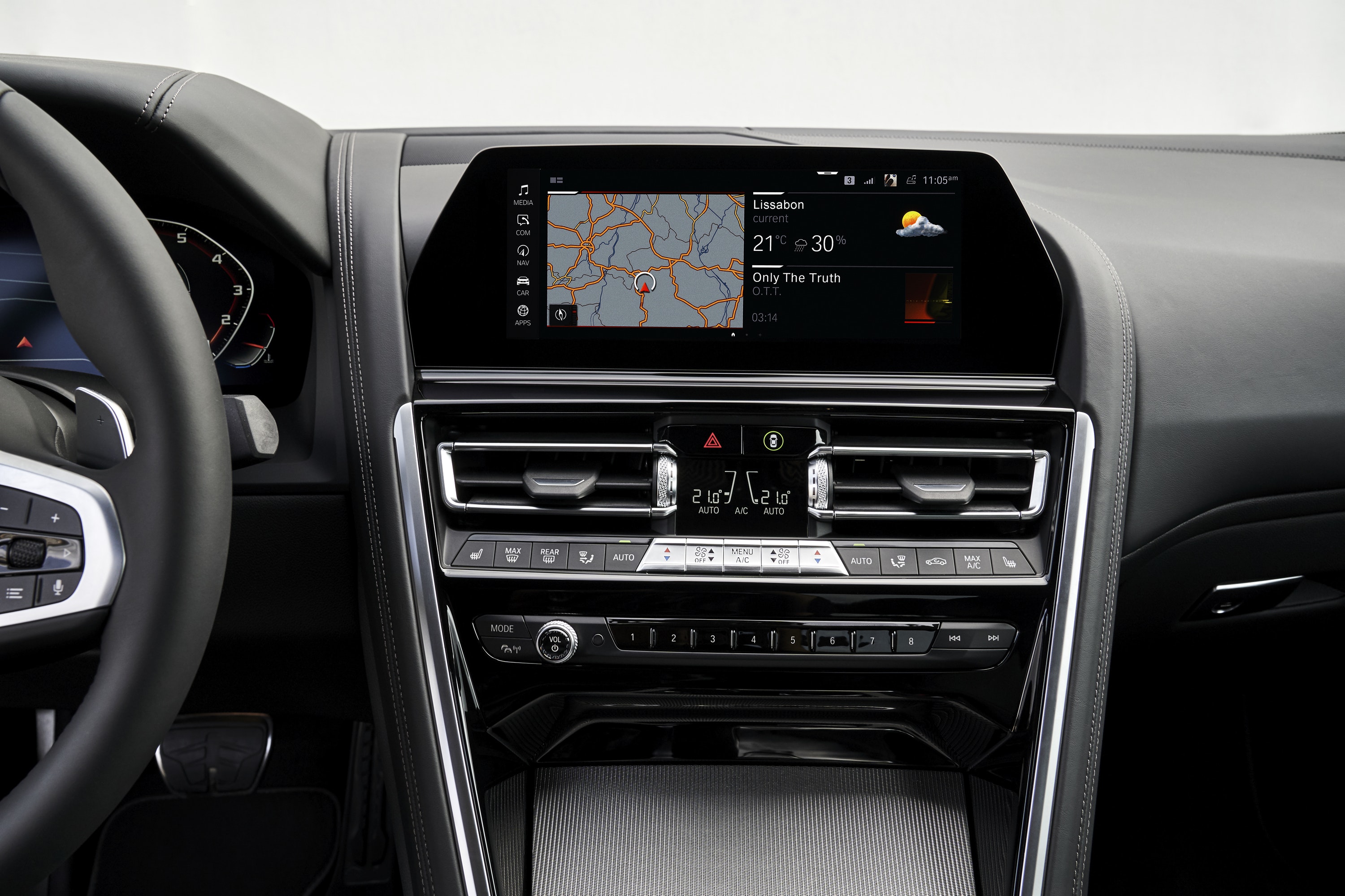 Close up of touch screen in BMW 8 Series
